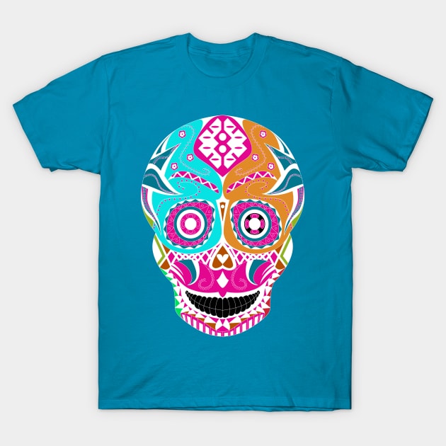 death mask in mexican technicolor ecopop T-Shirt by jorge_lebeau